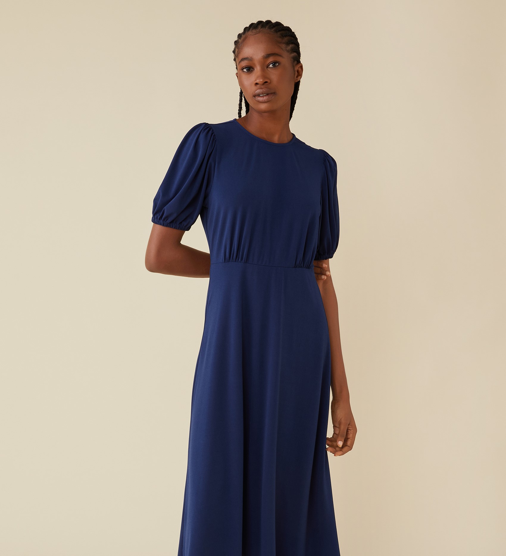 Mya Midi Jersey Navy Dress