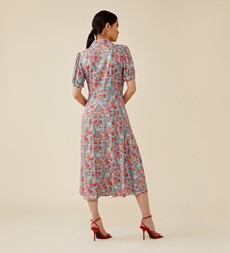 Abrina Red Bloom Midi Dress               LENZING™ ECOVERO™