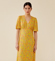 Cecile Midi Ecovero Yellow Floral Dress