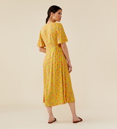 Cecile Yellow Midi Dress           LENZING™ ECOVERO™