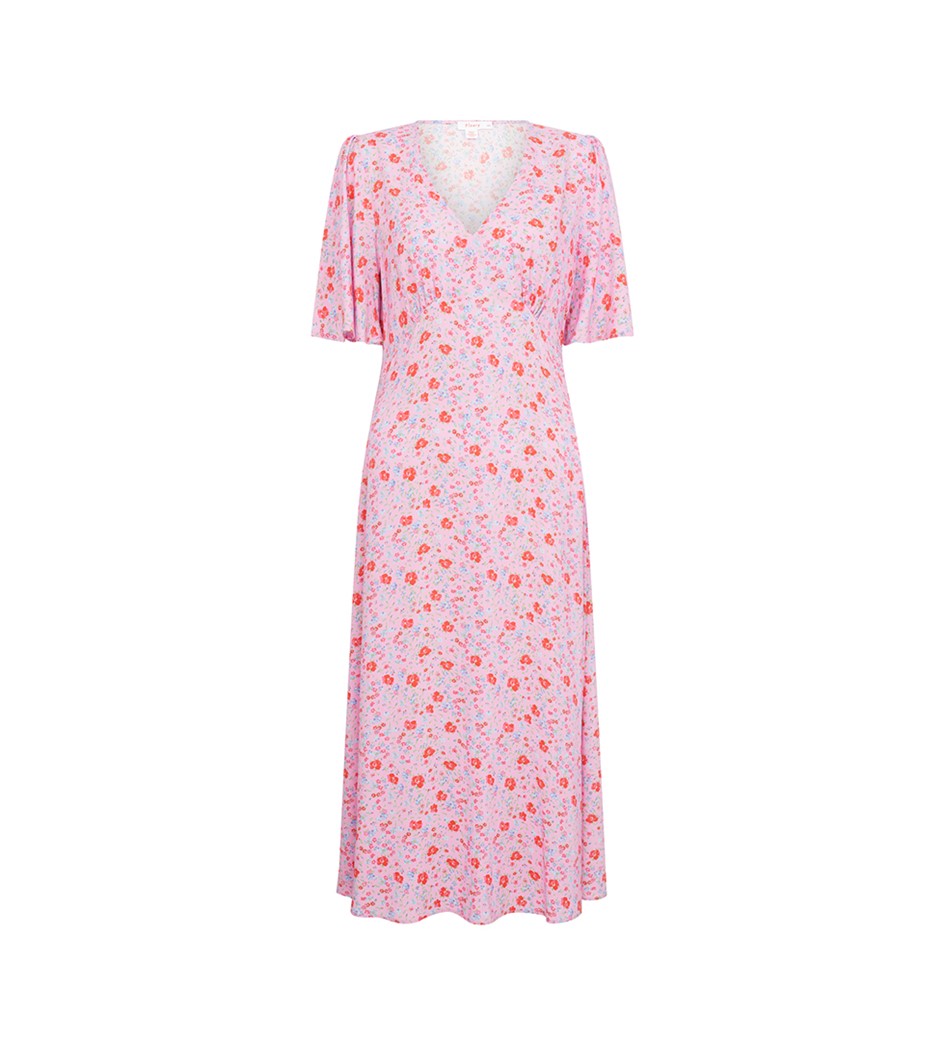 Cecile Midi Ecovero Pink Floral Dress