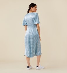 Kesia Blue Geo Satin Midi Dress