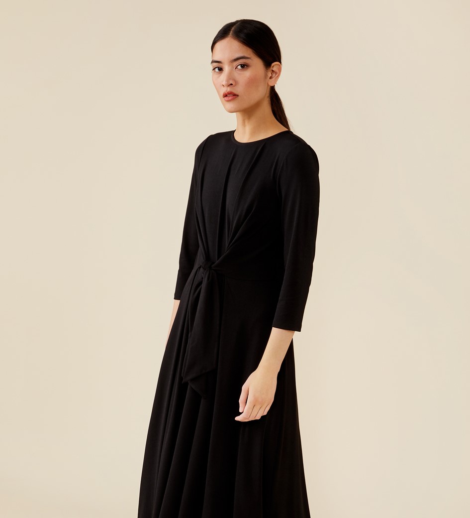 Vania Midi Jersey Crepe Black Dress