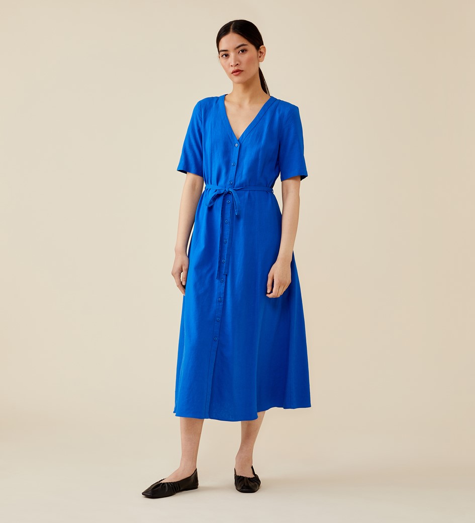 Dakota Cobalt Blue Linen Blend Dress