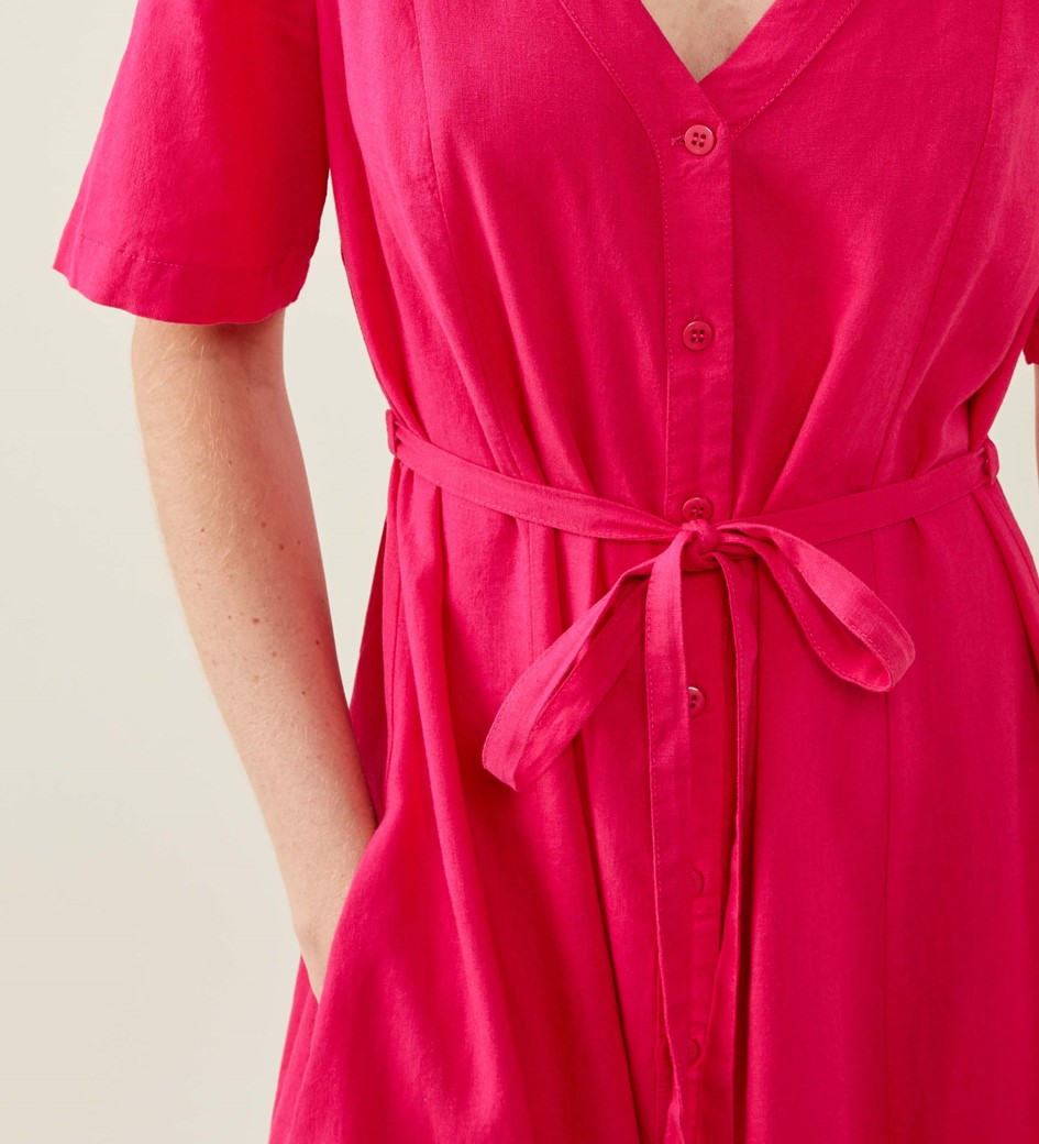 Dakota Fuchsia Linen Blend Dress