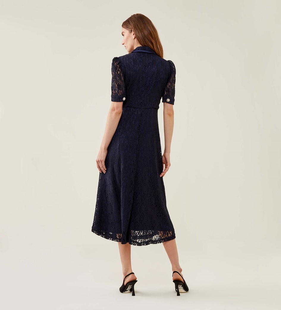 Fatima Navy Lace Midi Dress