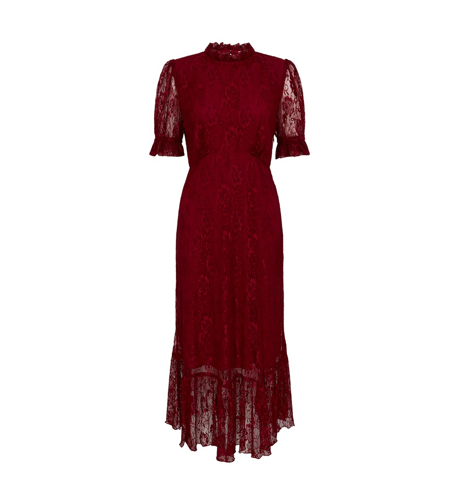 Saskia Wine Lace Midi Dress