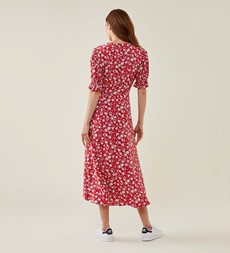 Mela Red Floral Midi Dress          LENZING™ ECOVERO™ 