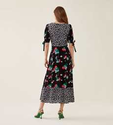 Ruby Black Blossom Midi Dress 