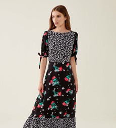 Ruby Black Blossom Midi Dress 