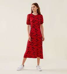 Mya Red Bloom Midi Dress