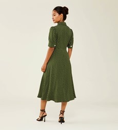 Jaela Green Spot Midi Dress