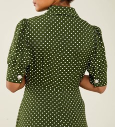Jaela Green Spot Midi Dress