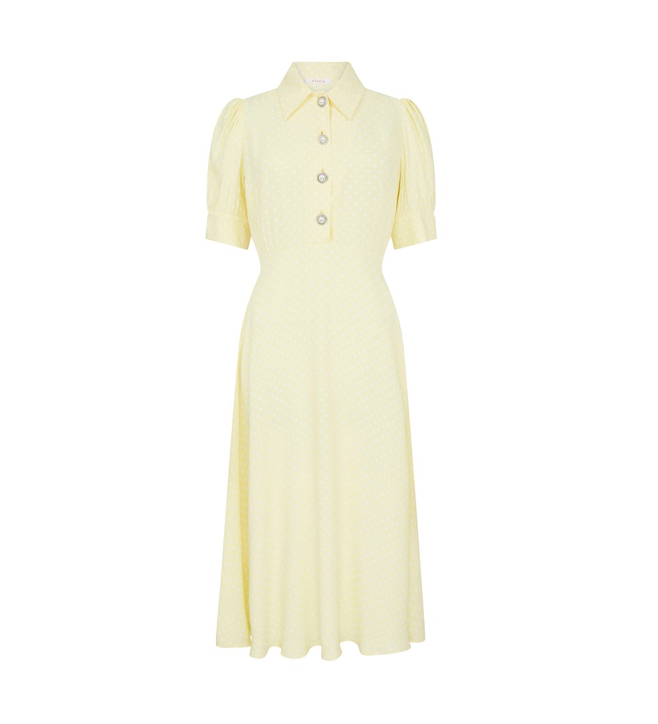 Jaela Lemon Spot Midi Dress