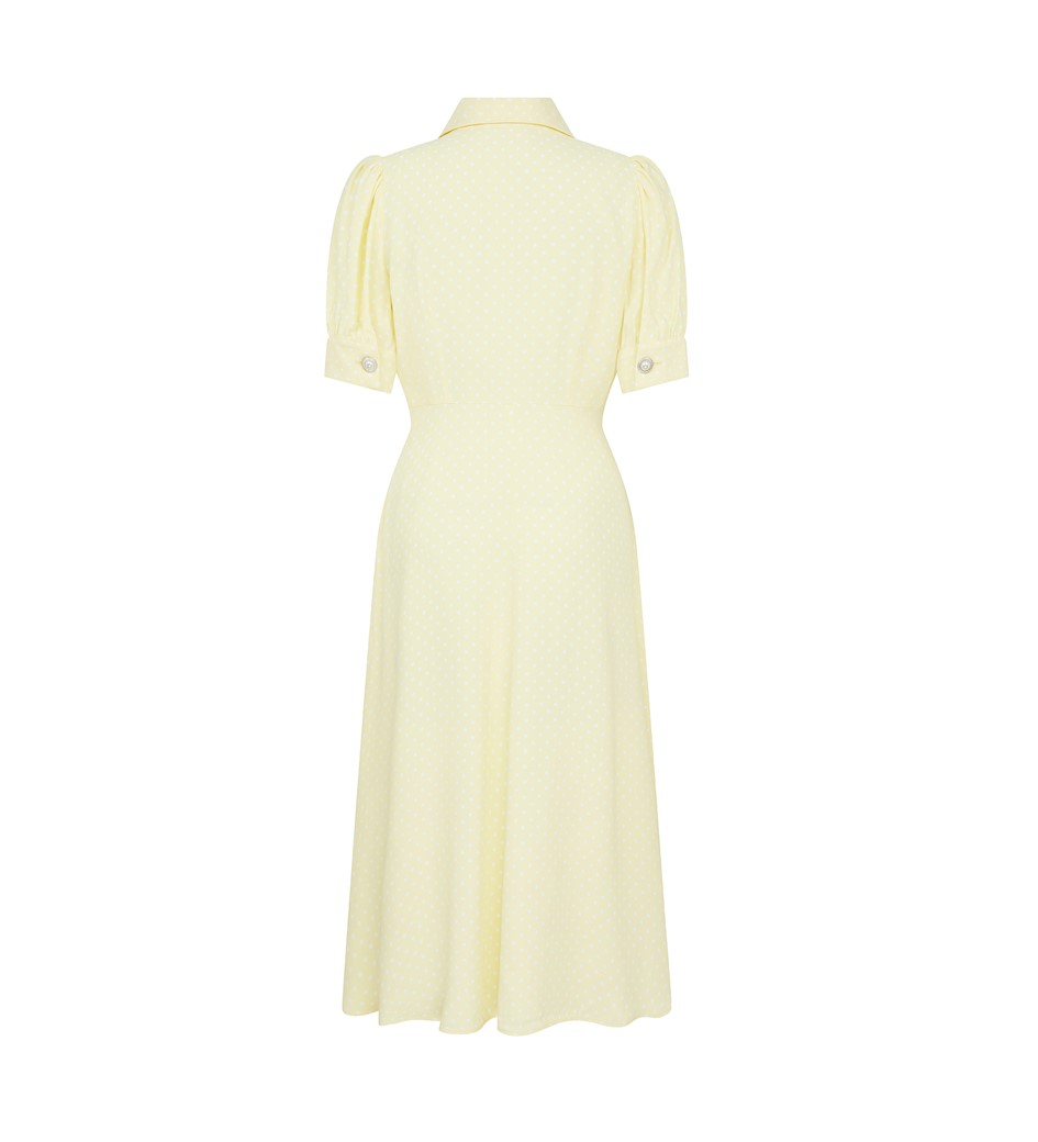 Jaela Lemon Spot Midi Dress