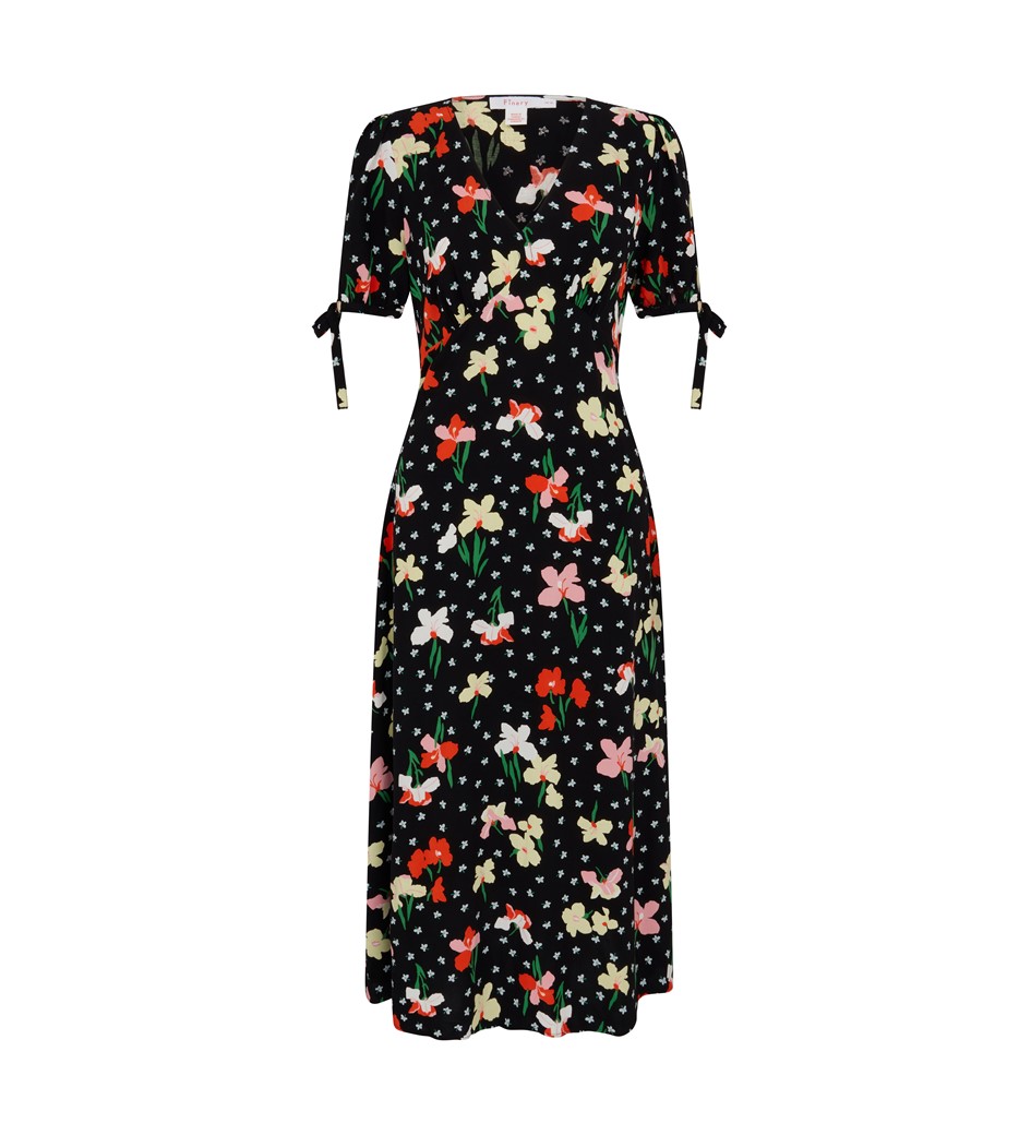 Claire Black Floral Midi Dress Finery London 