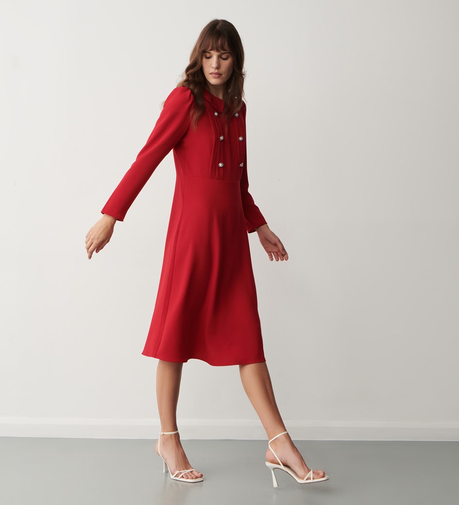 Jadey Red Knee Length Dress
