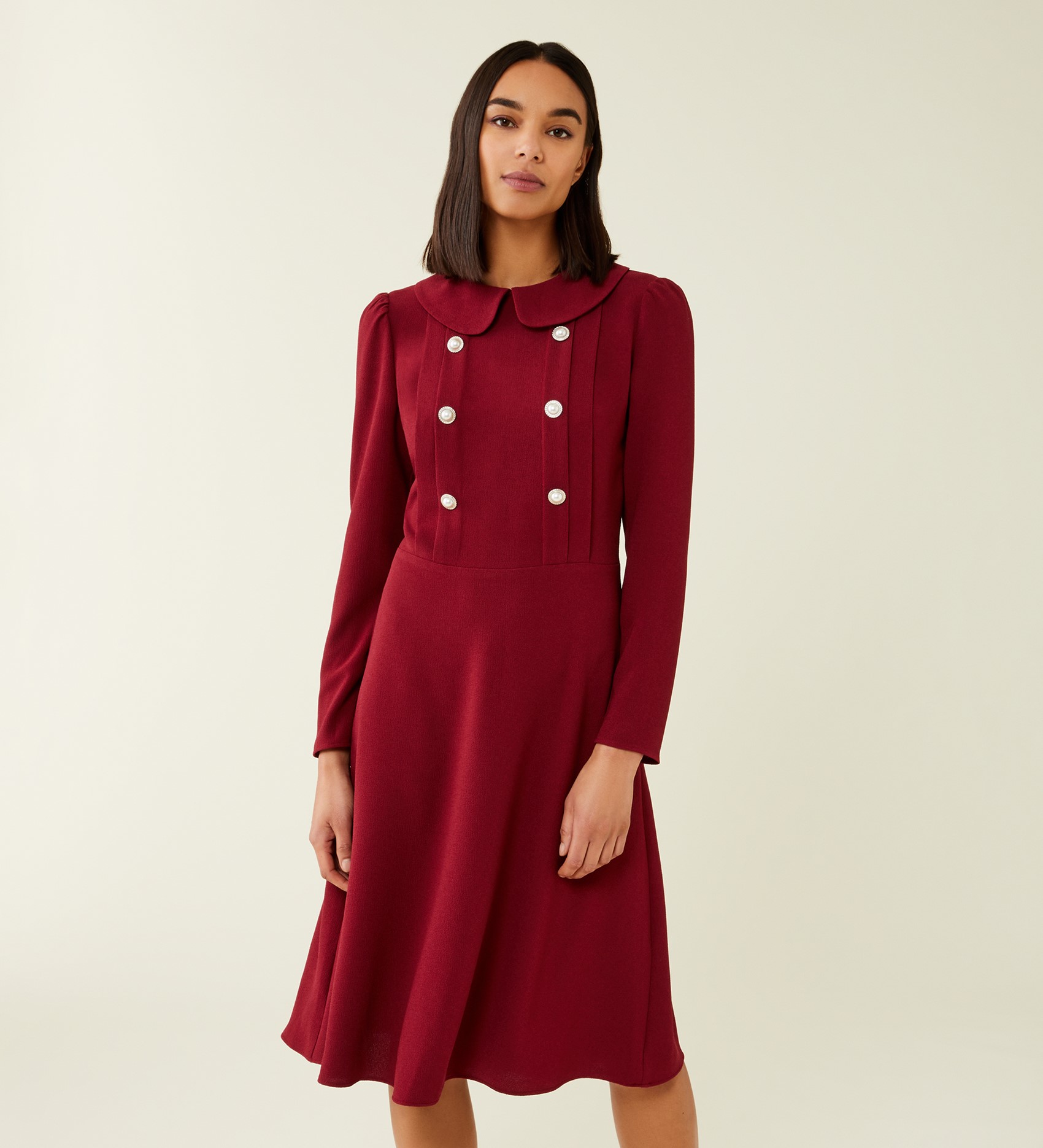 Jadey Wine Crepe Dress Finery London