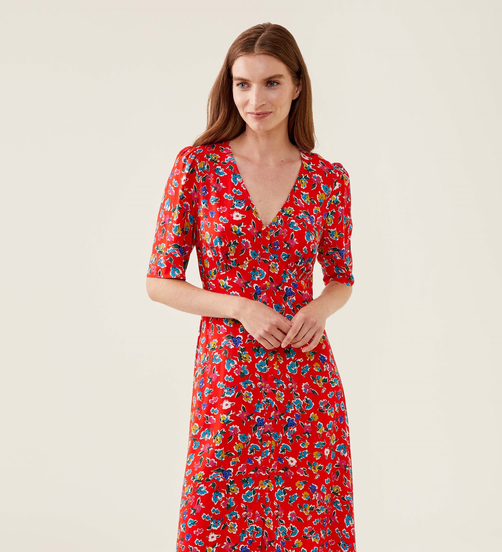 Camilla Red Daisy Midi Dress Finery London