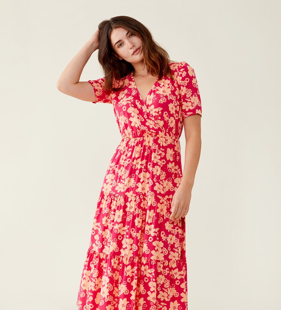 Amara Pink Blooms Midi Dress LENZING™ ECOVERO™