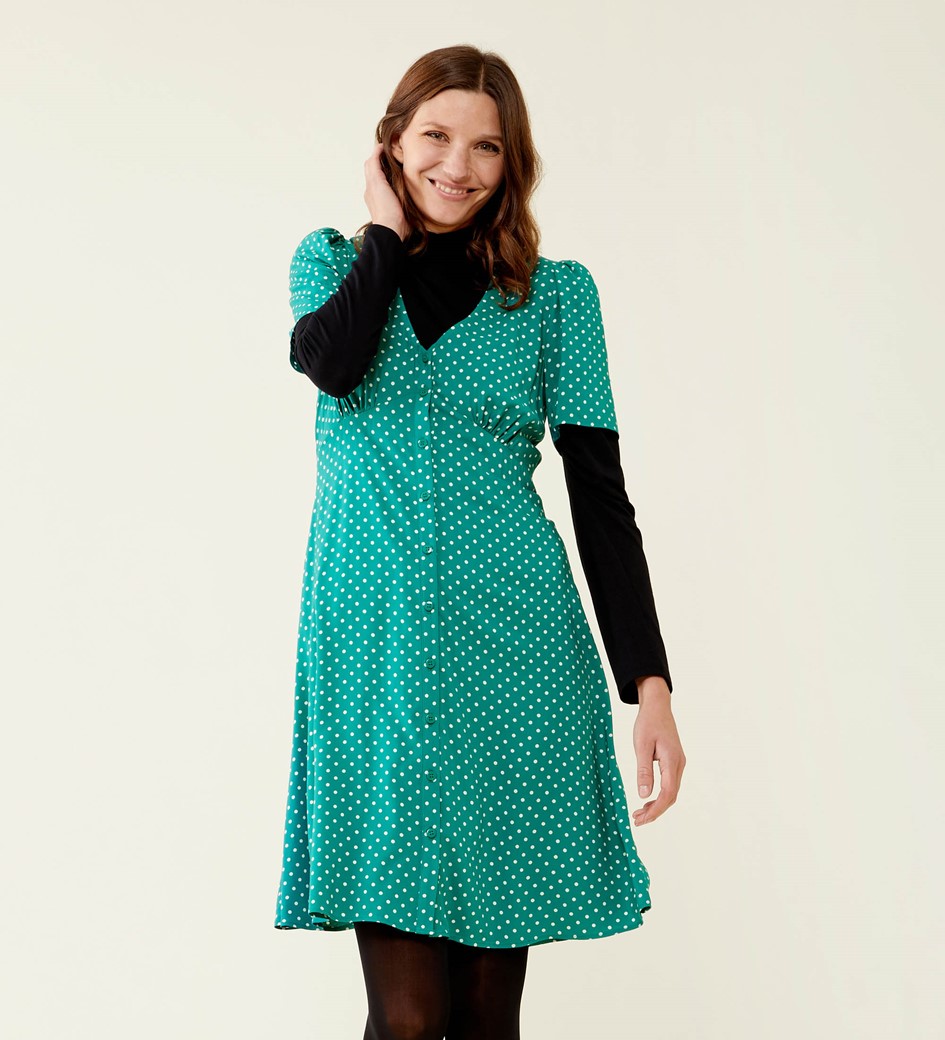 Mala Green Spot Dress                                     LENZING™ ECOVERO™