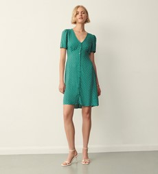 Mala Green Spot Knee Length Dress                                     LENZING™ ECOVERO™