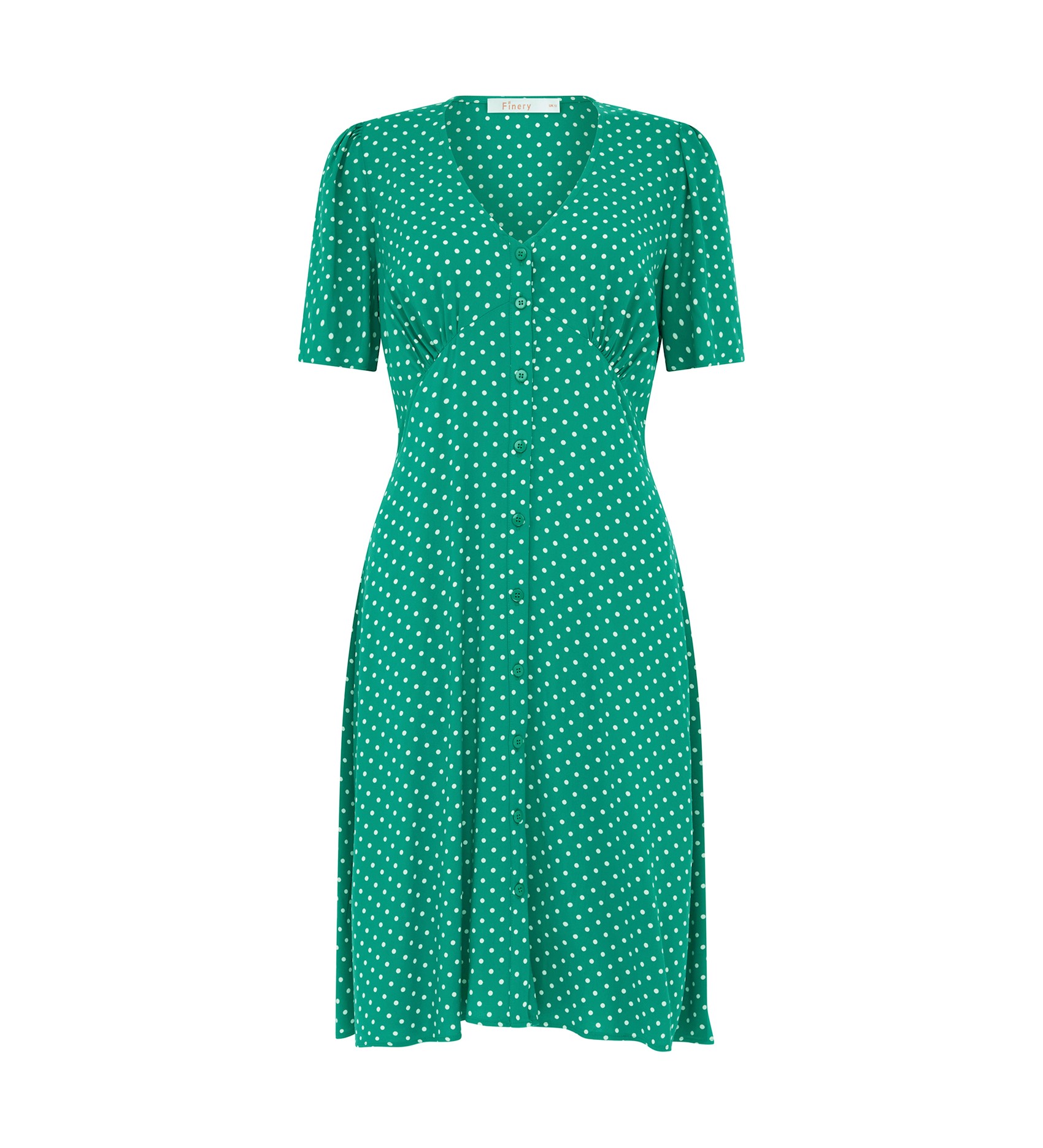 Mala Green Spot Knee Length Dress | Finery London