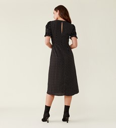 Jaylen Black Spot Midi Dress                     LENZING™ ECOVERO™