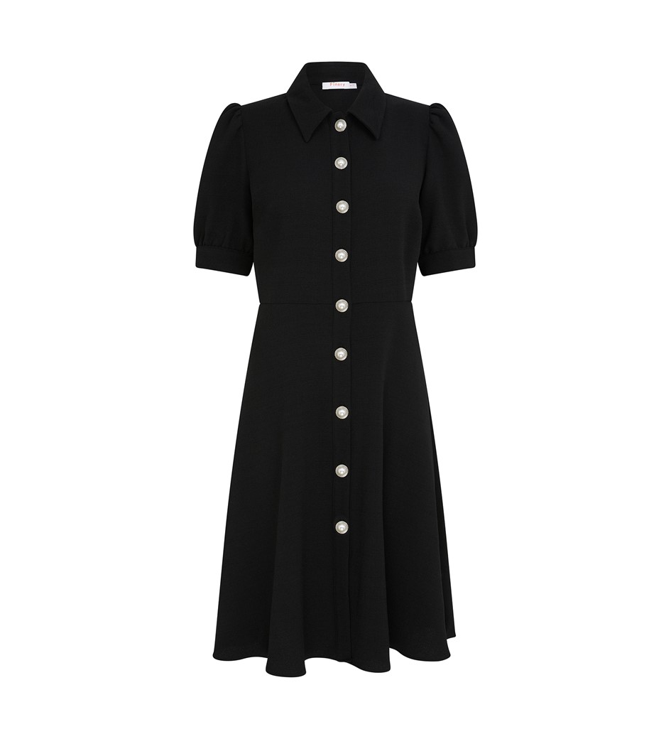 Ebony Black Crepe Knee Length Dress