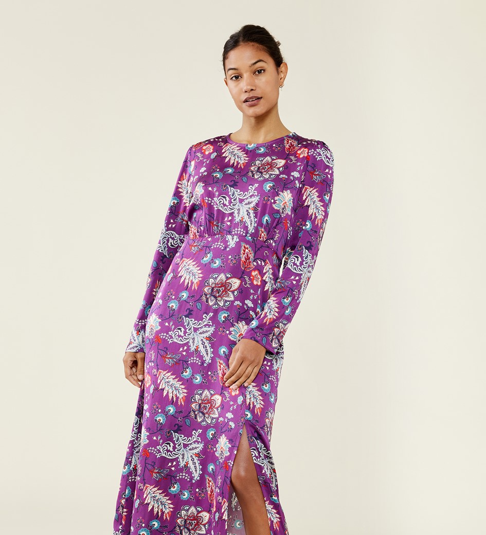 Selma Purple Paisley Midi Dress