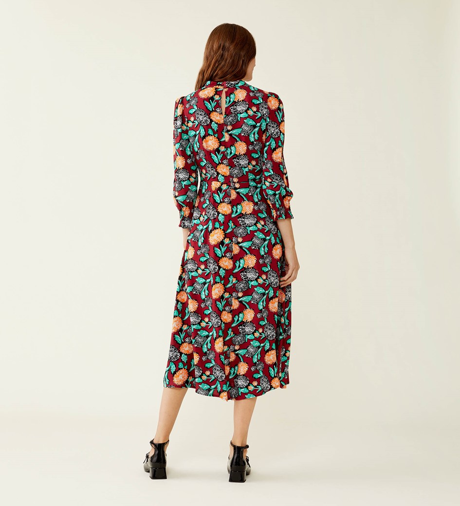 Niko Burgundy Floral Dress                     LENZING™ ECOVERO™