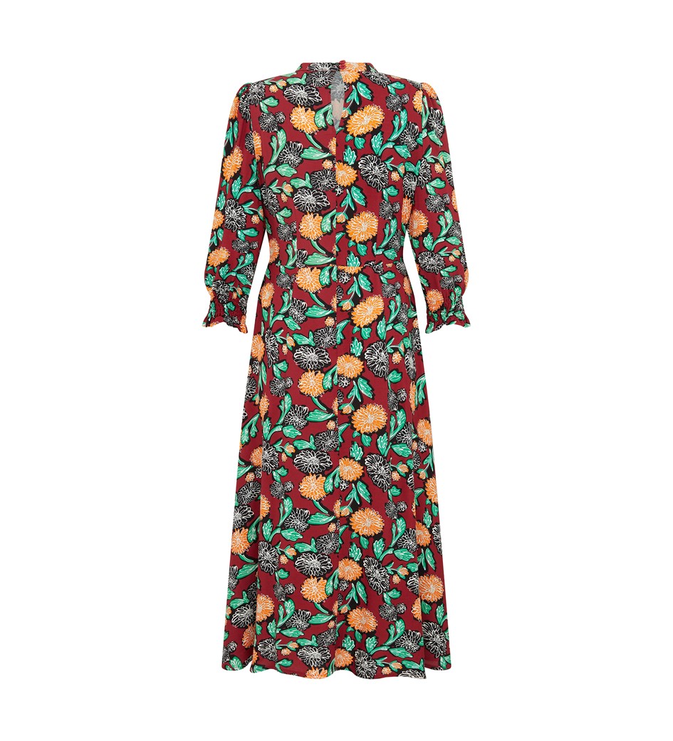 Niko Burgundy Floral Dress                     LENZING™ ECOVERO™