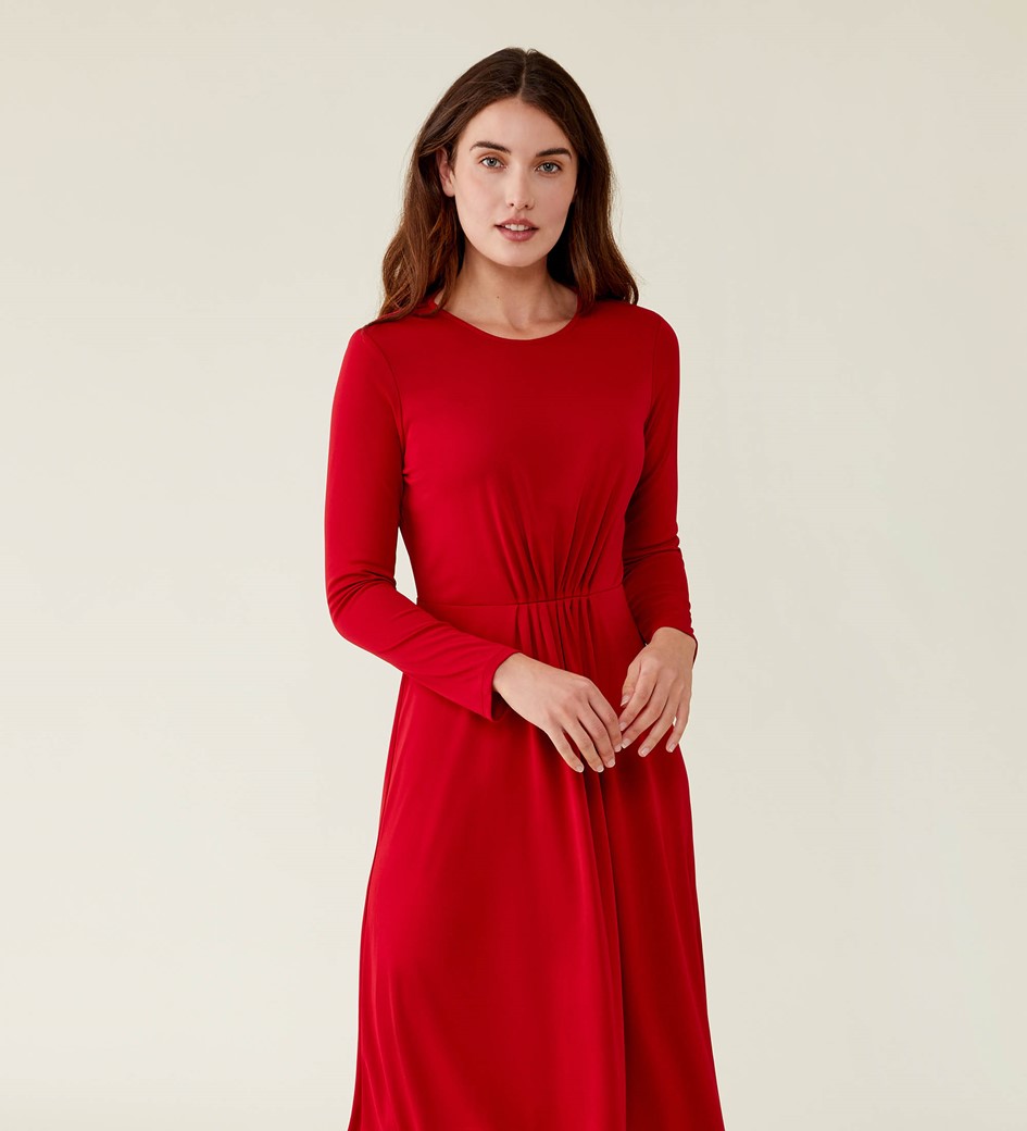 Delma Deep Red Midi Dress
