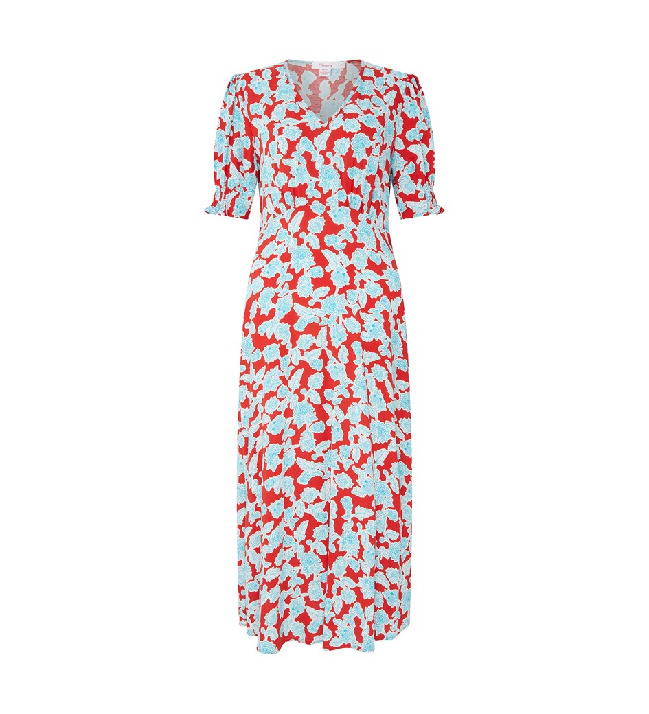 Orion Midi Red Floral Dress