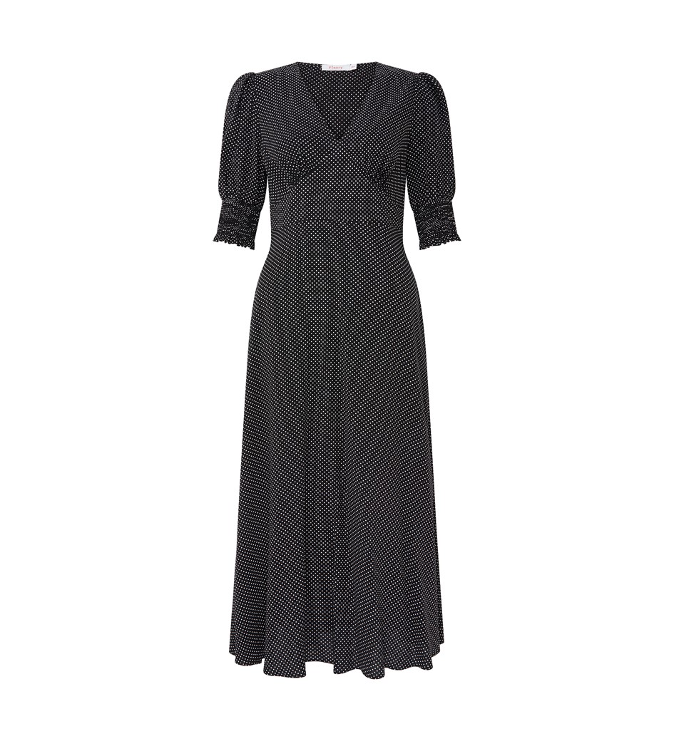 Deena Black Spot Midi Dress                               LENZING™ ECOVERO™