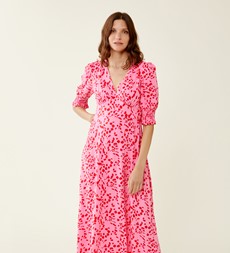 Deena Pink Abstract Midi Dress                               LENZING™ ECOVERO™
