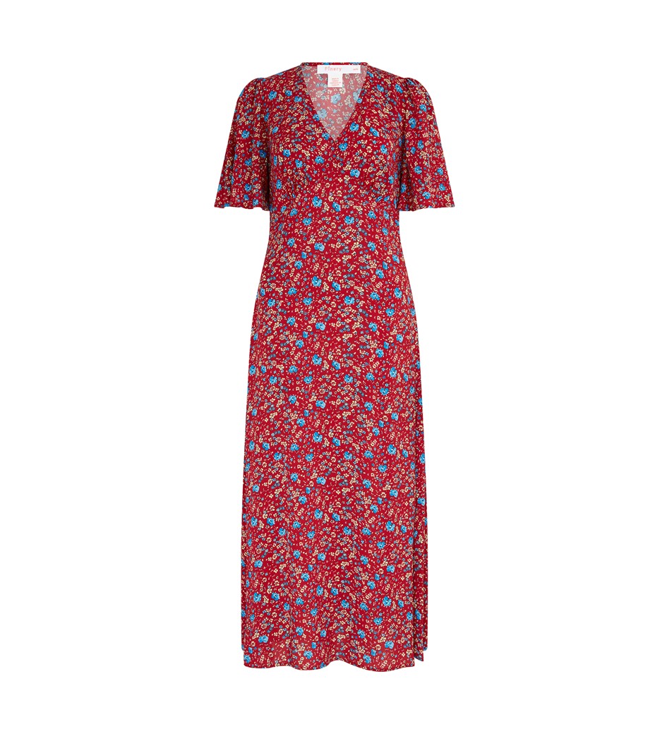 Cecile Red Floral Dress                                LENZING™ ECOVERO™