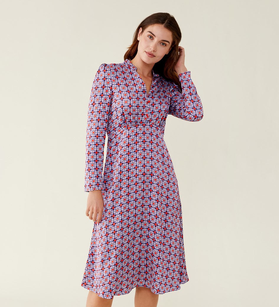 Kathlyn Blue Geo Midi Dress