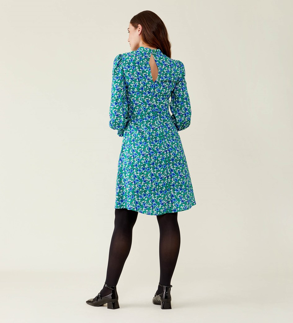 Lyral Green Scatter Knee Length Dress                       LENZING™ ECOVERO™