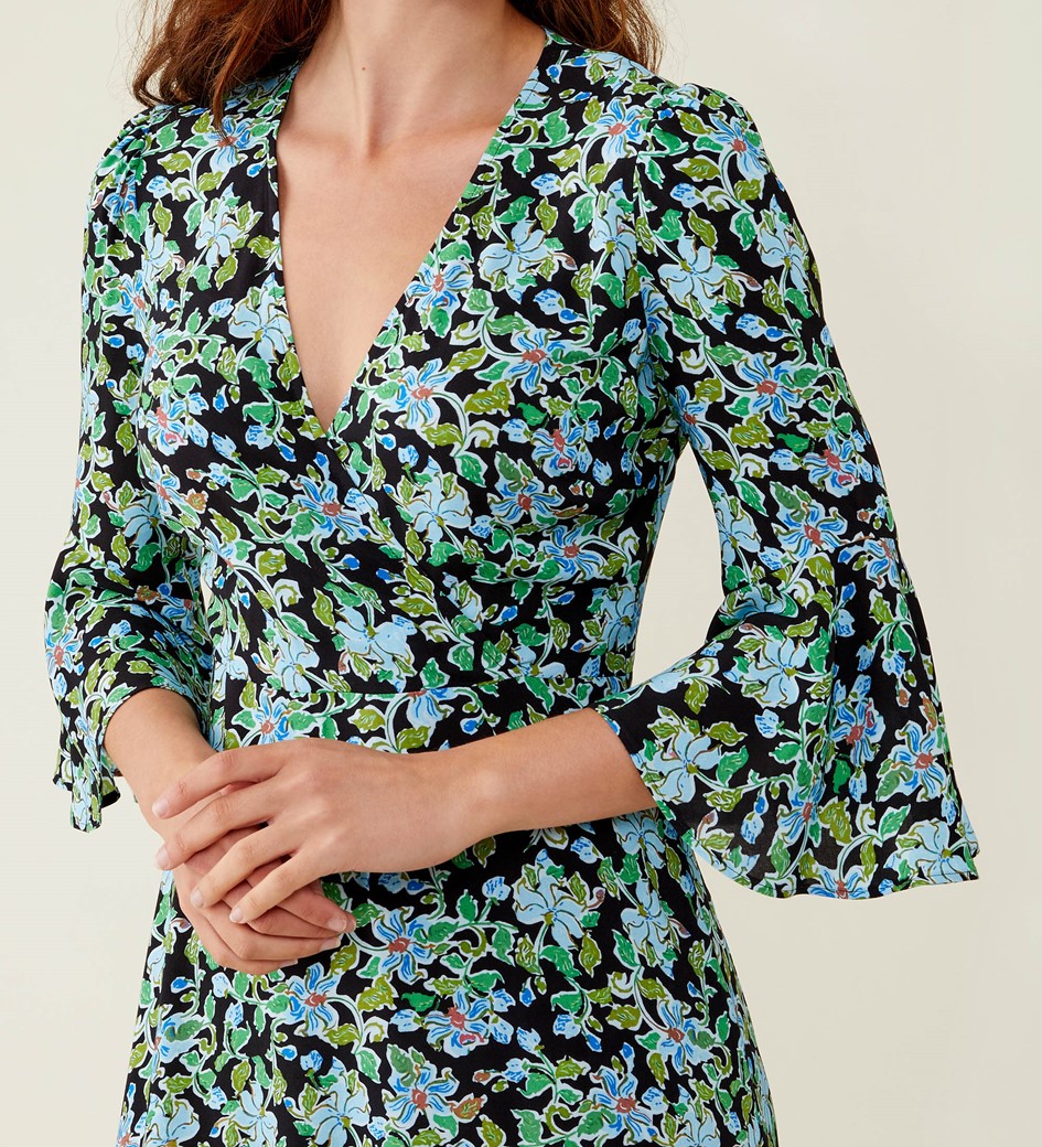 Leela Black Meadow Midi Dress                    LENZING™ ECOVERO™                             