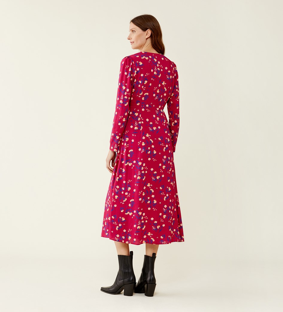 Elizara Pink Floral Midi Dress                      LENZING™ ECOVERO™