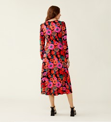 Kelda Coral Floral Midi Dress                 LENZING™ ECOVERO™