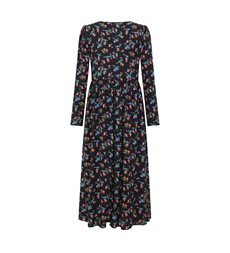 Carrie Black Floral Midi Dress                                                 LENZING™ ECOVERO™