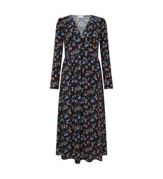 Carrie Black Floral Midi Dress                                                 LENZING™ ECOVERO™