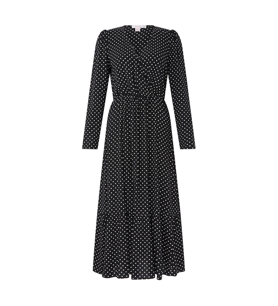 Olesia Black Spot Midi Dress                                                        LENZING™ ECOVERO™