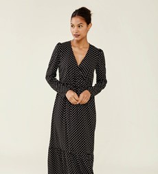Olesia Black Spot Midi Dress                                                        LENZING™ ECOVERO™