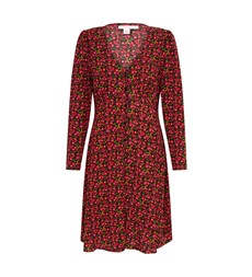 Paula Red Floral Midi Dress                                            LENZING™ ECOVERO™