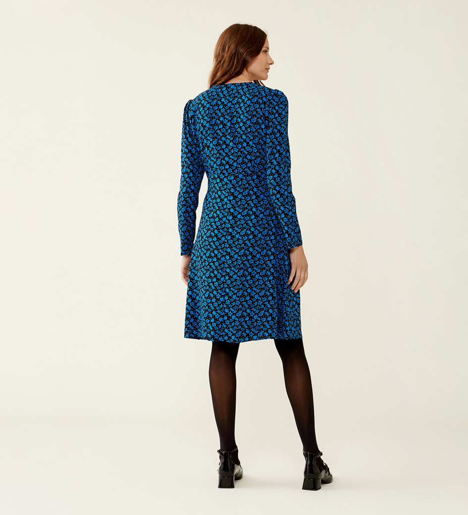 Paula Blue Floral Midi Dress                                            LENZING™ ECOVERO™