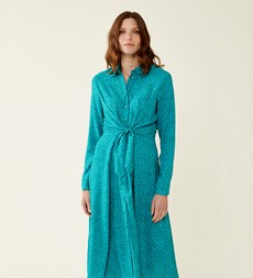 Dawn Turquoise Dots Shirt Dress                  LENZING™ ECOVERO™