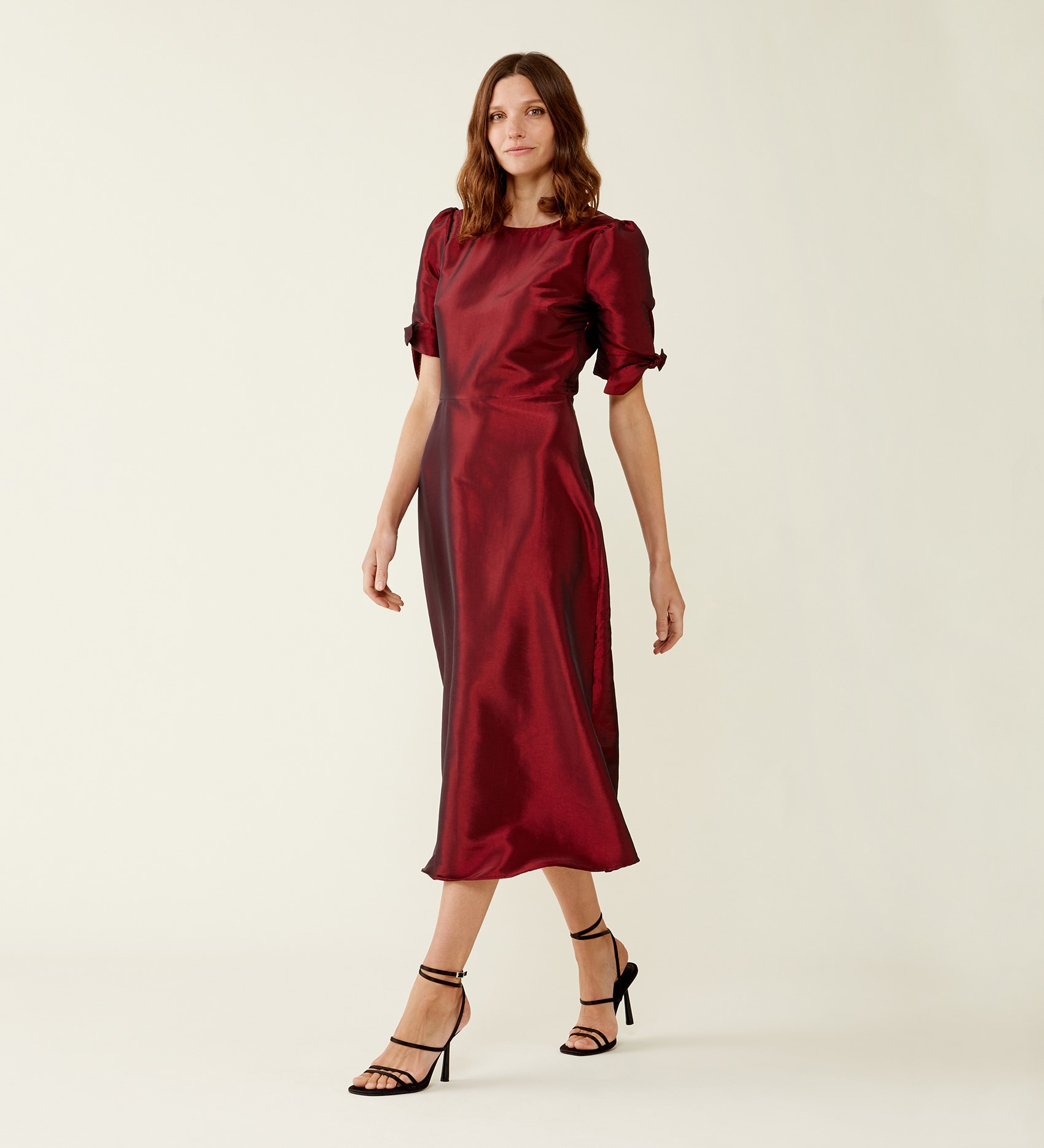 Liora Red Taffeta Midi Dress
